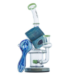 Blue Cube Glass Dab Rig w/ Two Tone Glass Pipe Set | Free NZ Shipping