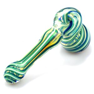 Blue Green Spiral Fumed Glass Hammer Bubbler/Water Pipe |Free NZ Shipping