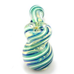 Blue Green Spiral Fumed Glass Hammer Bubbler/Water Pipe |Free NZ Shipping