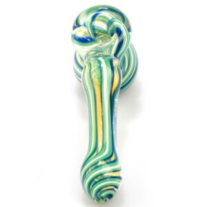 Blue Green Spiral Fumed Glass Hammer Bubbler/Water Pipe |Free NZ Shipping