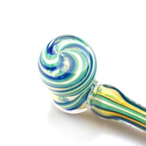 Blue Green Spiral Fumed Glass Hammer Bubbler/Water Pipe |Free NZ Shipping