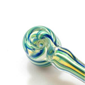 Blue Green Spiral Fumed Glass Hammer Bubbler/Water Pipe |Free NZ Shipping
