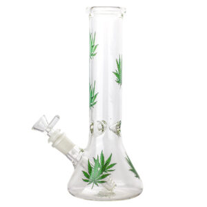 Clear Glass Beaker Bong Leaf Print  Best Bong In 2020  Free NZ Shipping