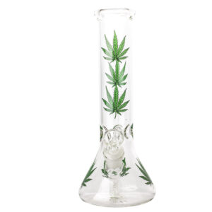 Clear Glass Beaker Bong Leaf Print  Best Bong In 2020  Free NZ Shipping
