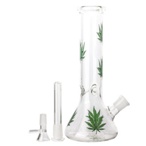 Clear Glass Beaker Bong Leaf Print  Best Bong In 2020  Free NZ Shipping