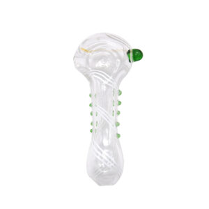 Clear Glass Spoon Pipe w/ White Lines | Pipes For Sale | Free NZ Shipping