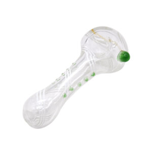 Clear Glass Spoon Pipe w/ White Lines | Pipes For Sale | Free NZ Shipping