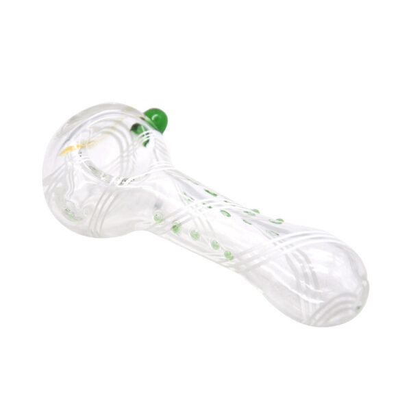 Clear Glass Spoon Pipe w/ White Lines | Pipes For Sale | Free NZ Shipping