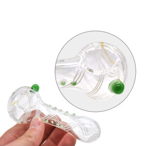 Clear Glass Spoon Pipe w/ White Lines | Pipes For Sale | Free NZ Shipping