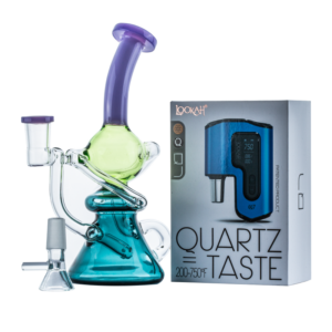 Colored Recycler Dab Rig w/ Blue Lookah Q7 Electric Nail Set For Sale