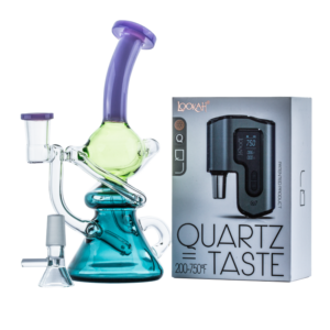 Colored Recycler Glass Dab Rig w/ Lookah Q7 Electric Nail Set For Sale