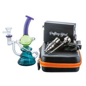 Colored Recycler Glass Mini Dab/Wax Rig Enail Dab Kit Bundle For Sale