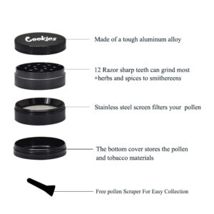 "Cookies" Zinc Alloy Black Weed/Herb Grinder For Sale | Free NZ Shipping