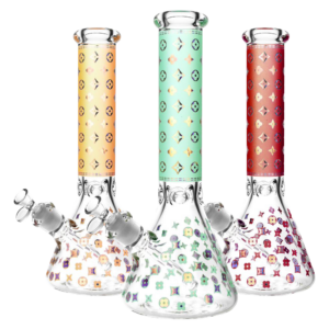 Designer Floral Diamond Print Bong | Glass Beaker Bong | Puffy Bird