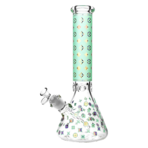 Designer Floral Diamond Print Bong | Glass Beaker Bong | Puffy Bird