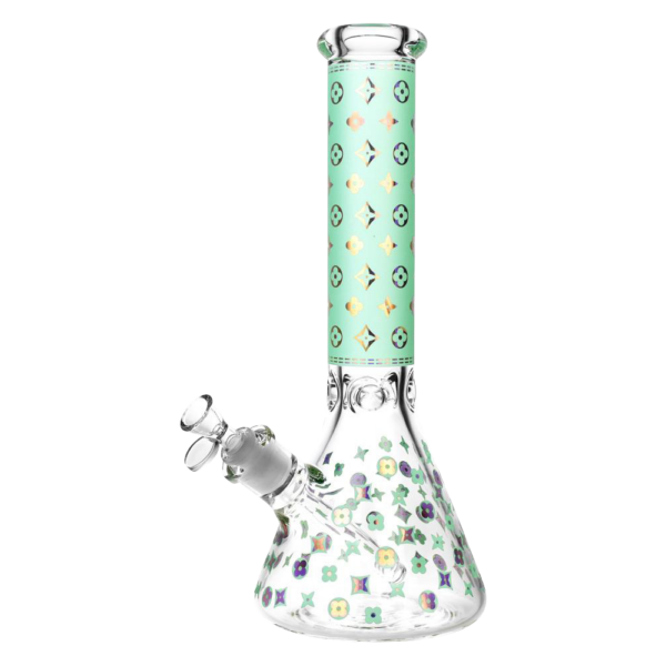Designer Floral Diamond Print Bong | Glass Beaker Bong | Puffy Bird