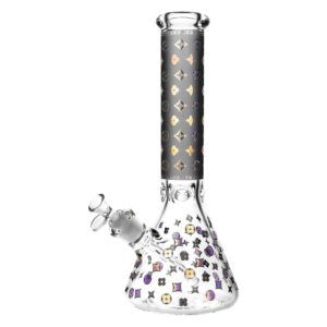 Designer Floral Diamond Print Bong | Glass Beaker Bong | Puffy Bird
