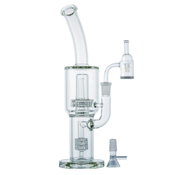 Double Matrix Perc Bong w/ Bubble Carb Cap Quartz Banger Set For Sale