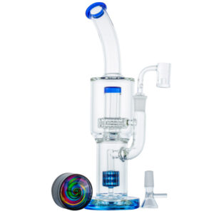 Double Matrix Perc Bong w/ Quartz Banger and Weed Grinder Set For Sale