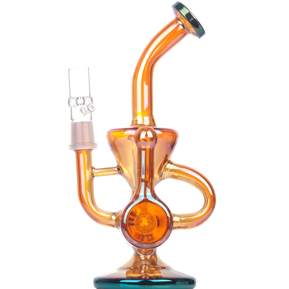 8" Orange Heady Recycler Dab Rig | Wax Rigs For Sale | Free NZ Shipping