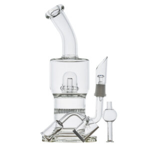 Extra Thick Glass Bong Set w/ Quartz Banger and Carb Cap | For Sale