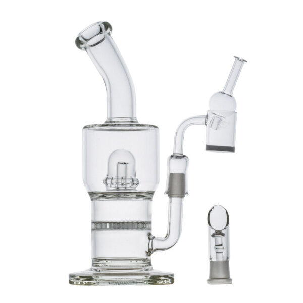 Extra Thick Glass Bong Set w/ Quartz Banger and Carb Cap | For Sale