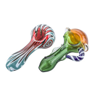 Fumed Bubble Glass Pipe and Wigwag Patent Heady Spoon Pipe Set | PB
