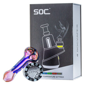 Color Changing Pipe Herb Grinder w/ Soc Peak Wax Dab Vaporizer Set Sale