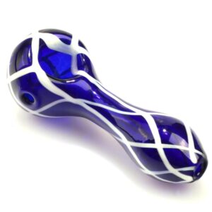 Fumed Purple Color Changing Pipe w/ White Stripes Blue Glass Pipe-SALE
