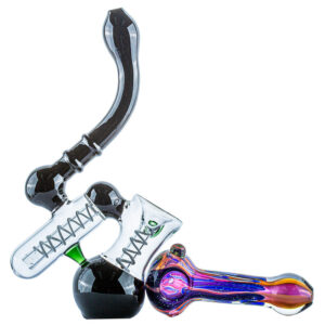 Fumed Purple Glass Pipe and Double Chamber Bubbler Set | Free NZ Shipping