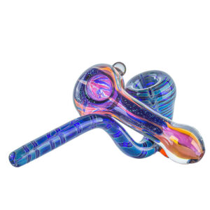 Fumed Purple Glass Weed Pipe w/ Blue Sherlock Pipe Set | Free NZ Shipping