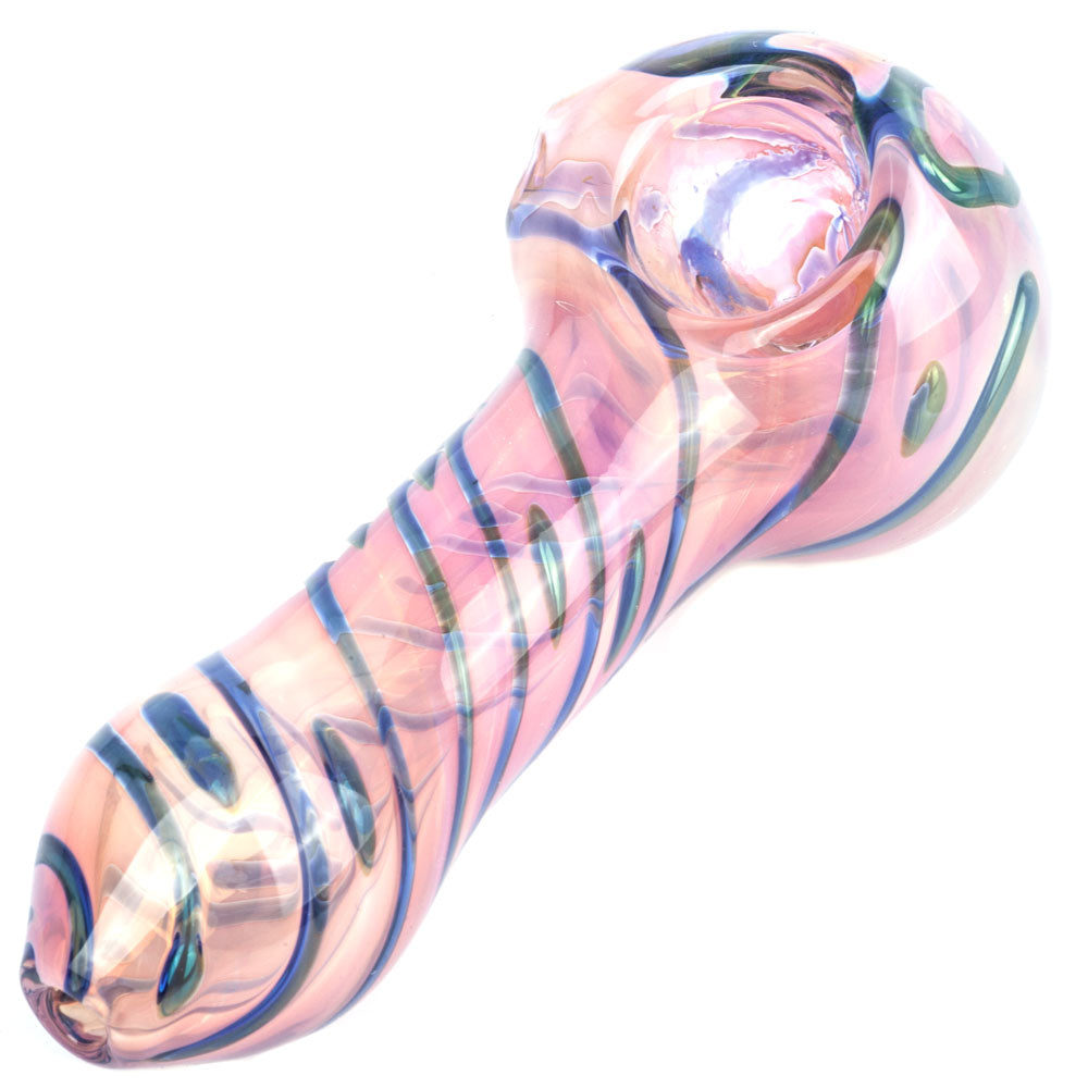 Fumed Pink Glass Pipe Strip Patterns | Pipes For Sale | Free NZ Shipping