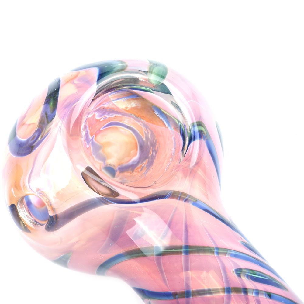 Fumed Pink Glass Pipe Strip Patterns | Pipes For Sale | Free NZ Shipping