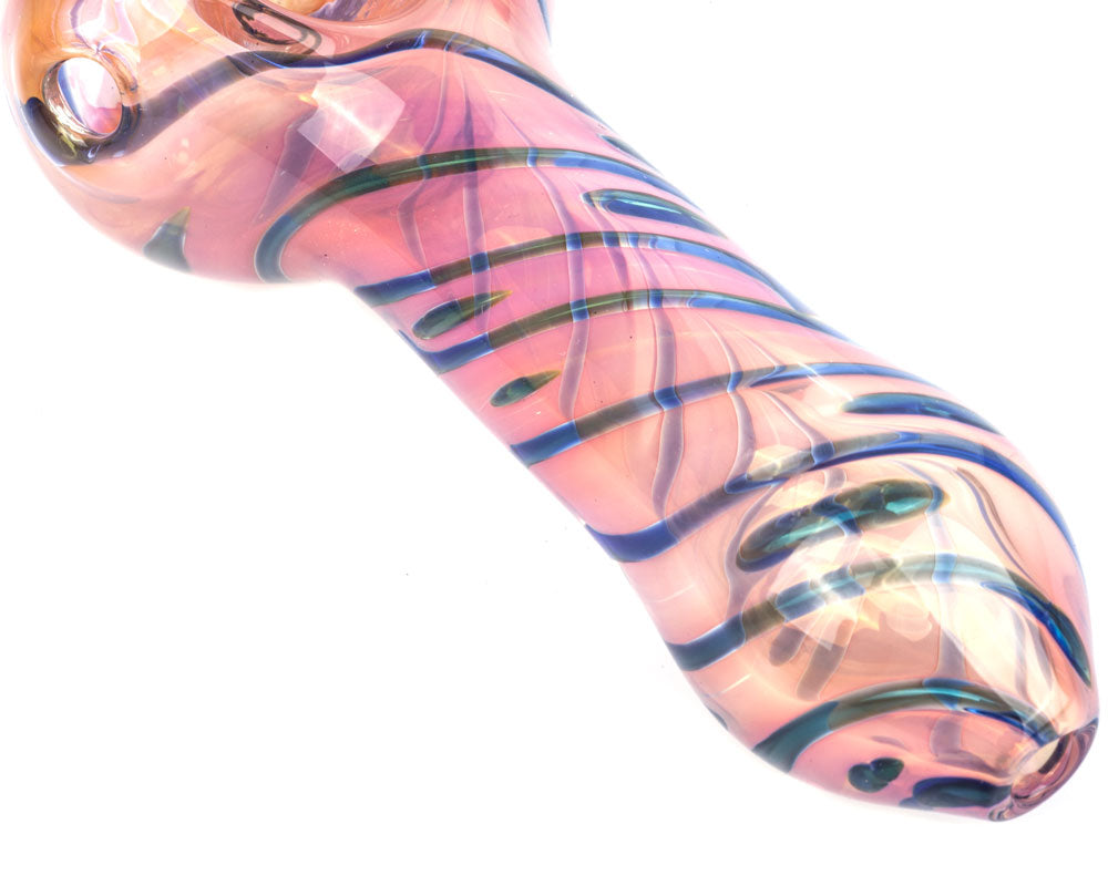 Fumed Pink Glass Pipe Strip Patterns | Pipes For Sale | Free NZ Shipping