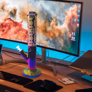 14″ Colored Straight Tube Glass Bong