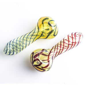Clear Glass Spoon Pipe w/ Swirl Stripes | Smoke Shop | Free NZ Shipping