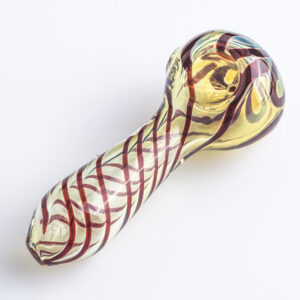 Clear Glass Spoon Pipe w/ Swirl Stripes | Smoke Shop | Free NZ Shipping