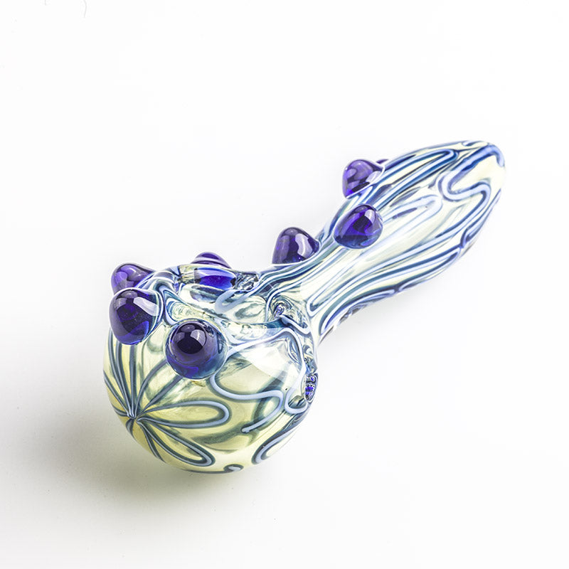 GP-256_01_98eac9f0-cd9a-45f6-b92c-968bb48d3ddc Glass Spoon Pipe w/ Blue Glass Marbles Grip For Sale | Freee Shipping