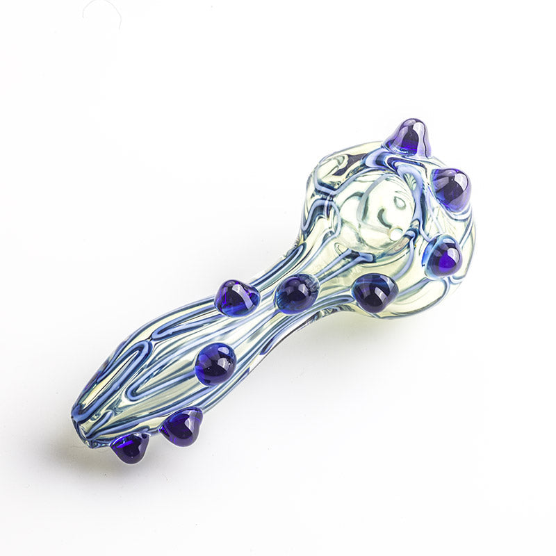 GP-256_02_9c515d73-7cf8-4300-a829-a37ceac0a879 Glass Spoon Pipe w/ Blue Glass Marbles Grip For Sale | Freee Shipping