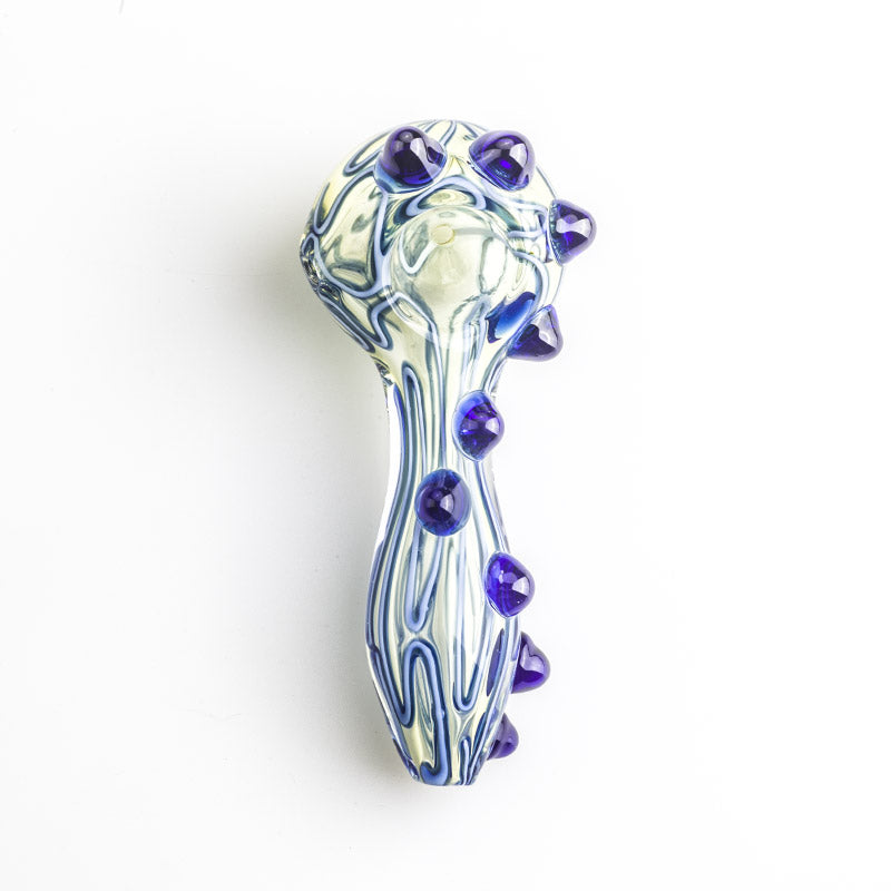 GP-256_03_f91723eb-7fa3-454b-8cae-d4837848760c Glass Spoon Pipe w/ Blue Glass Marbles Grip For Sale | Freee Shipping