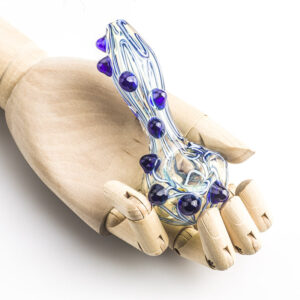 GP-256_04_2f713493-ee1f-47e3-84ac-c5ca02305ced Glass Spoon Pipe w/ Blue Glass Marbles Grip For Sale | Freee Shipping