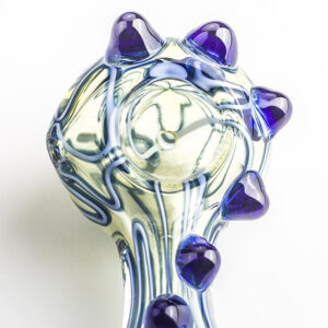 GP-256_05_b0226777-adbb-4f6b-9482-cefa9683f3c7 Glass Spoon Pipe w/ Blue Glass Marbles Grip For Sale | Freee Shipping
