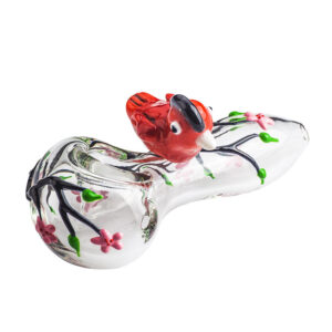 Girly Glass Pipe w/ Bird& Flower | Weed Bowls For Sale | Free NZ Shipping