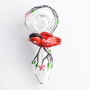Girly Glass Pipe w/ Bird& Flower | Weed Bowls For Sale | Free NZ Shipping