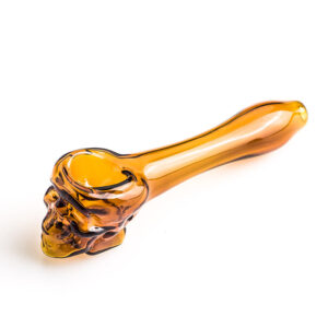 Orange Skull Theme Glass Pipe | Weed Bowls For Sale | Free NZ Shipping