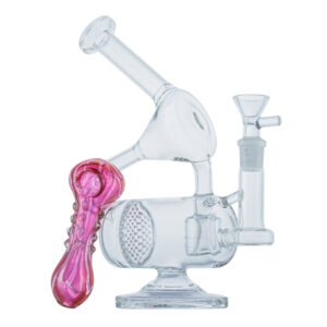 Glass Multi Perc Dab Rig w/ Pink Girly Glass Pipe Set | Free NZ Shipping