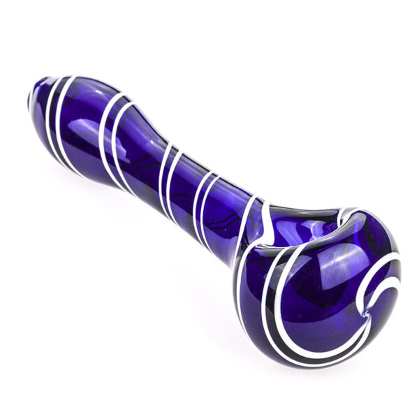 Glass Spoon Pipe White Strip Patterns  Pieps For Sale  Free NZ Shipping