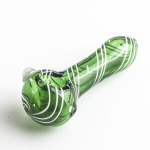 Green Glass Pipe w White Marble  Weed Bowls For Sale  Free NZ Shipping