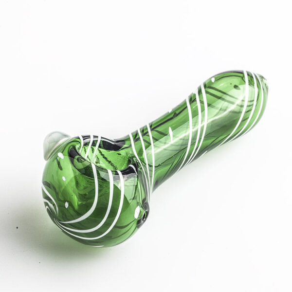 Green Glass Pipe w White Marble  Weed Bowls For Sale  Free NZ Shipping