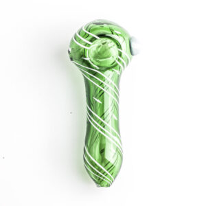 Green Glass Pipe w White Marble  Weed Bowls For Sale  Free NZ Shipping